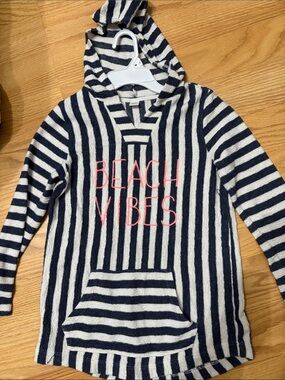 Old Navy Navy and White Striped Hoodie "Beach Vibes"